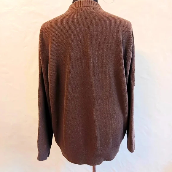 Vintage Eddie Bauer cotton, neutral ribbed, half button sweater. XXL - Picture 7 of 7
